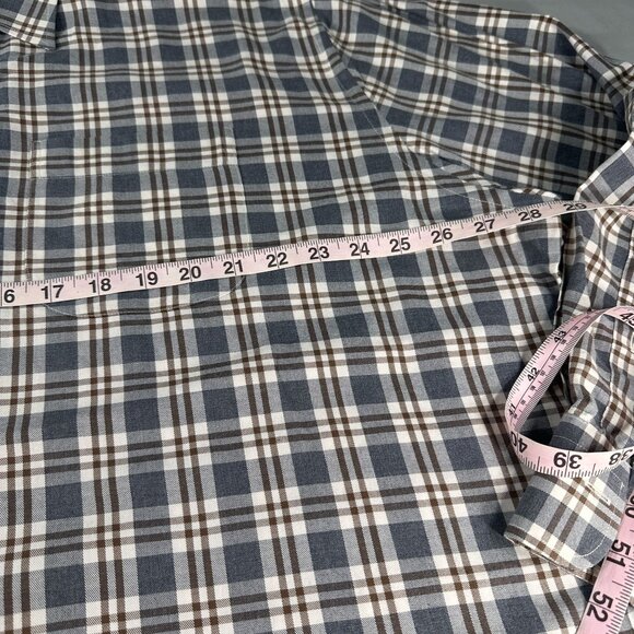 Peter Millar Shirt Mens Button Up Cotton Windowpane Plaid Long Sleeve Sport Top - Picture 9 of 16